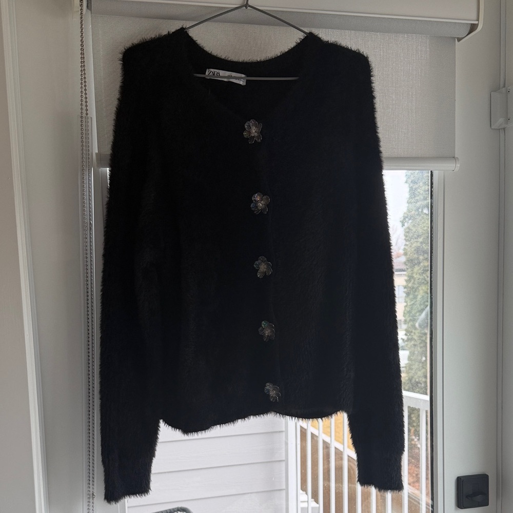 Zara Black Fuzzy Cardigan